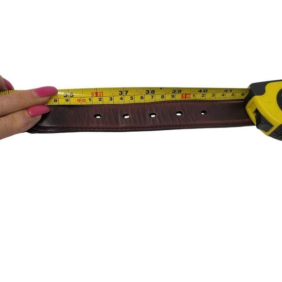 Vtg Brighton Mens Braided Leather Belt 36 Brown Silver Buckle Weaved Country - Picture 5 of 13